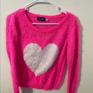 Pink And White Heart Sweater